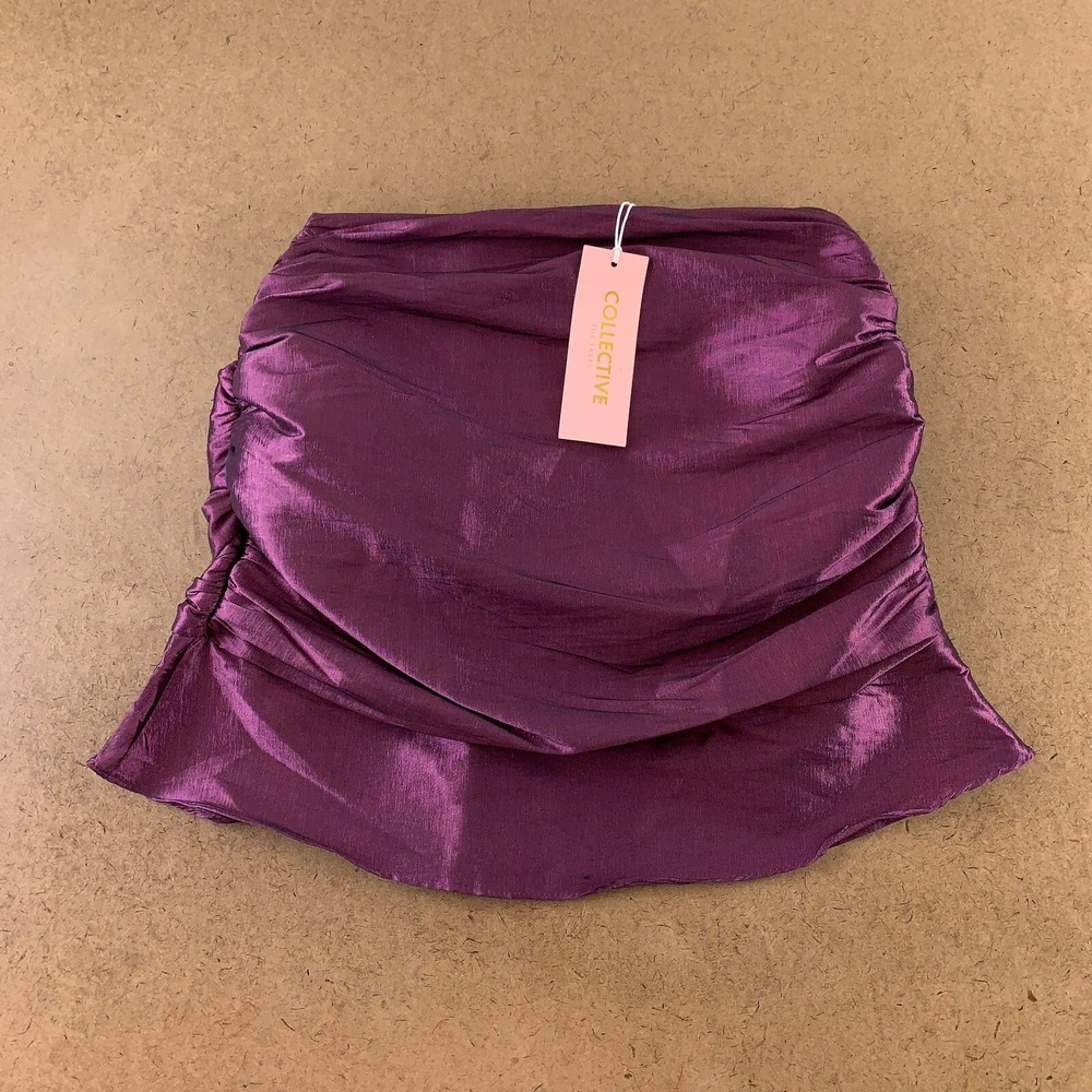 Collective The Label Women's Size 2 Purple Metallic Ruched Mini Skirt NWT
